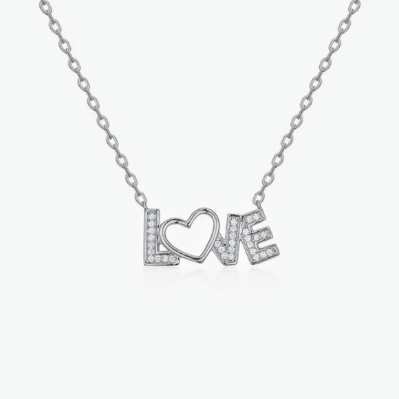 LOVE Script Heart Necklace • 18K Rose Gold • 18K Yellow Gold • 925 Silver Rho... - Picture 3 of 7